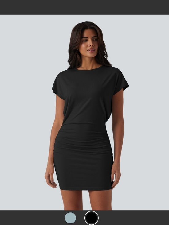 HALARA Dresses & Skirts - NWT Halara Black Ruched Mini Dress | Soft Modal Blend | Size Large